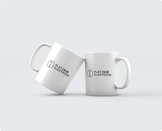 platinum electrical logo mugs